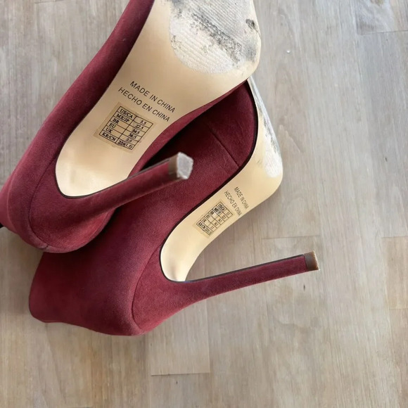 FOREVER 21 Red Maroon Faux Suede Point Toe High Heel Stiletto Ankle Booties 5.5 - Picture 8 of 11